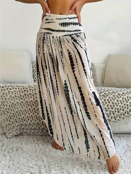 Beach Maxi Dress Spring/Summer 2026 Fashion Print Elastic Waist Bohemian Style L - Picture 3 of 6